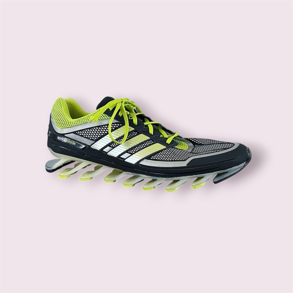 Adidas Springblade Razor Running Shoes Men's Size 15 Silver Neon Green Athletic